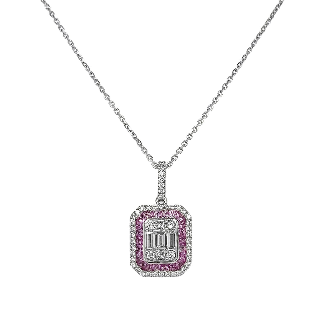 18kt White Gold Diamond and Sapphire Pendant
