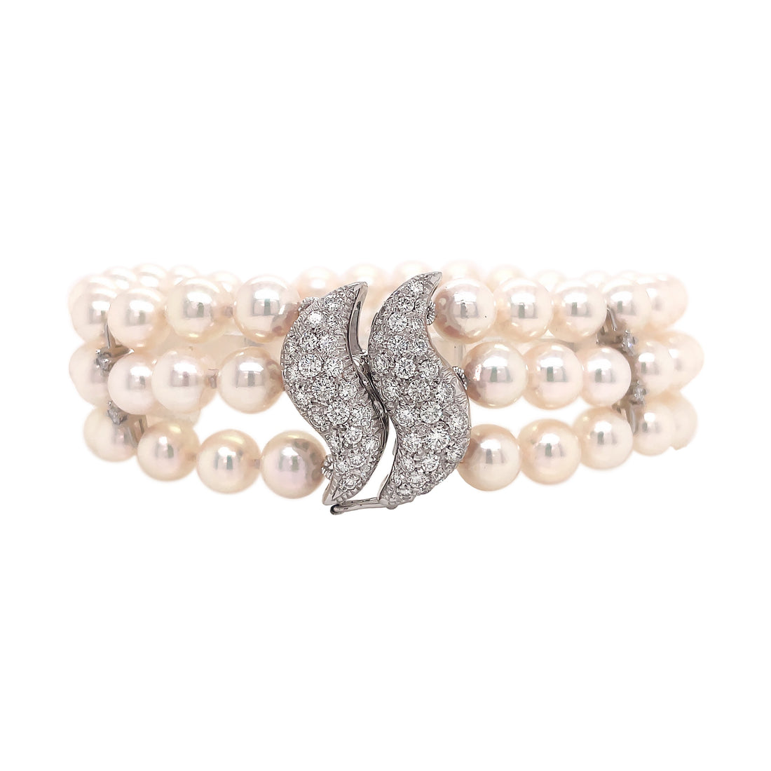 18kt White Gold Diamond and Pearl Bracelet