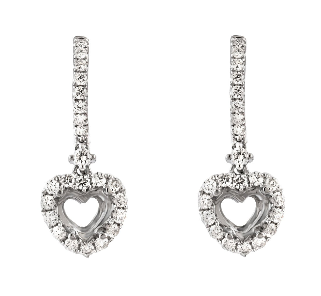 18kt White Gold Diamond Dangling Earrings Mounting