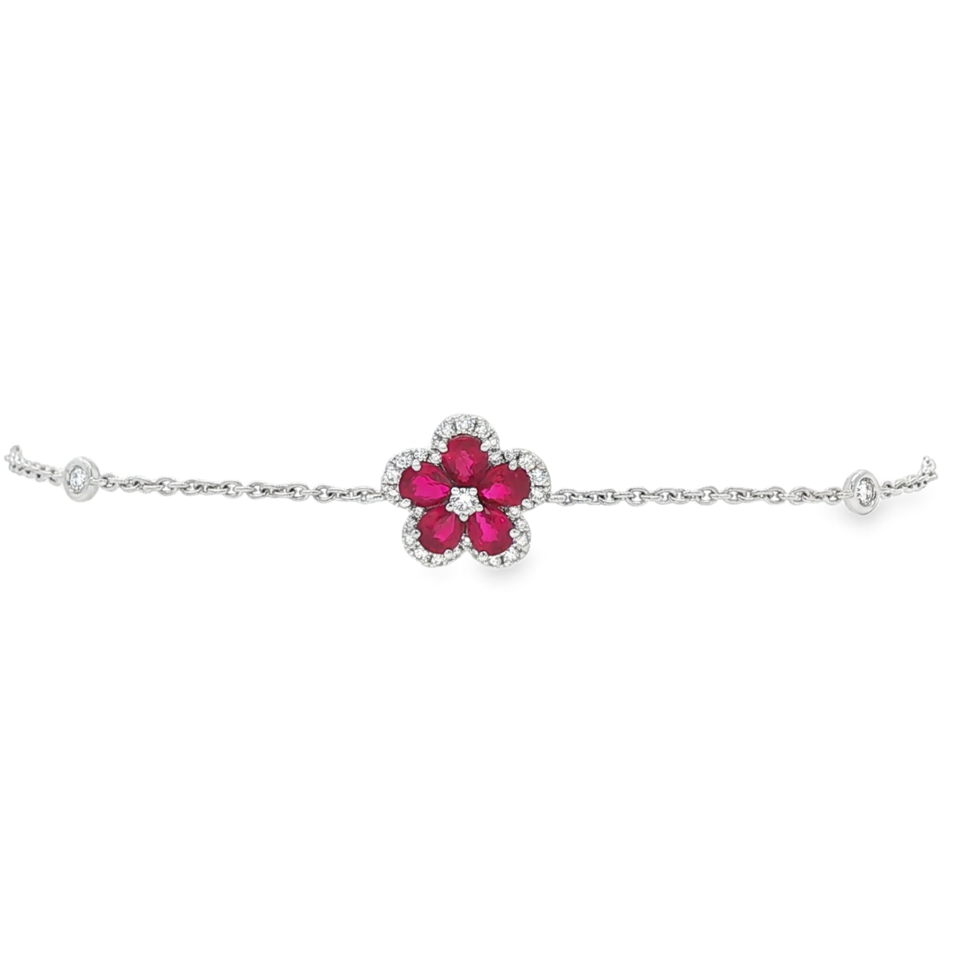 18kt White Gold Diamond And Ruby Bracelet