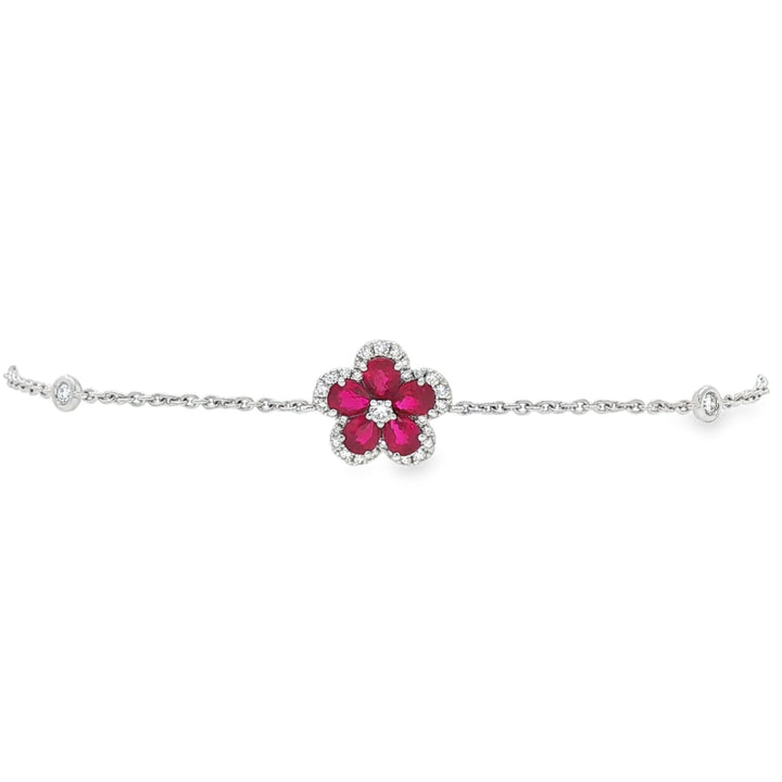 18kt White Gold Diamond And Ruby Bracelet