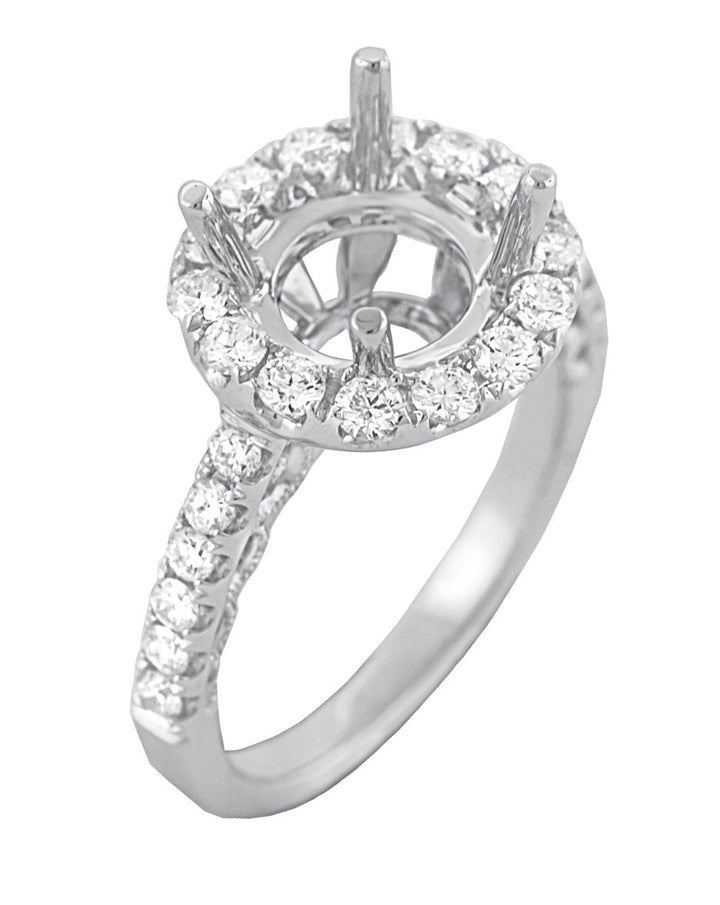 18kt White Gold Diamond Halo Semi Mount