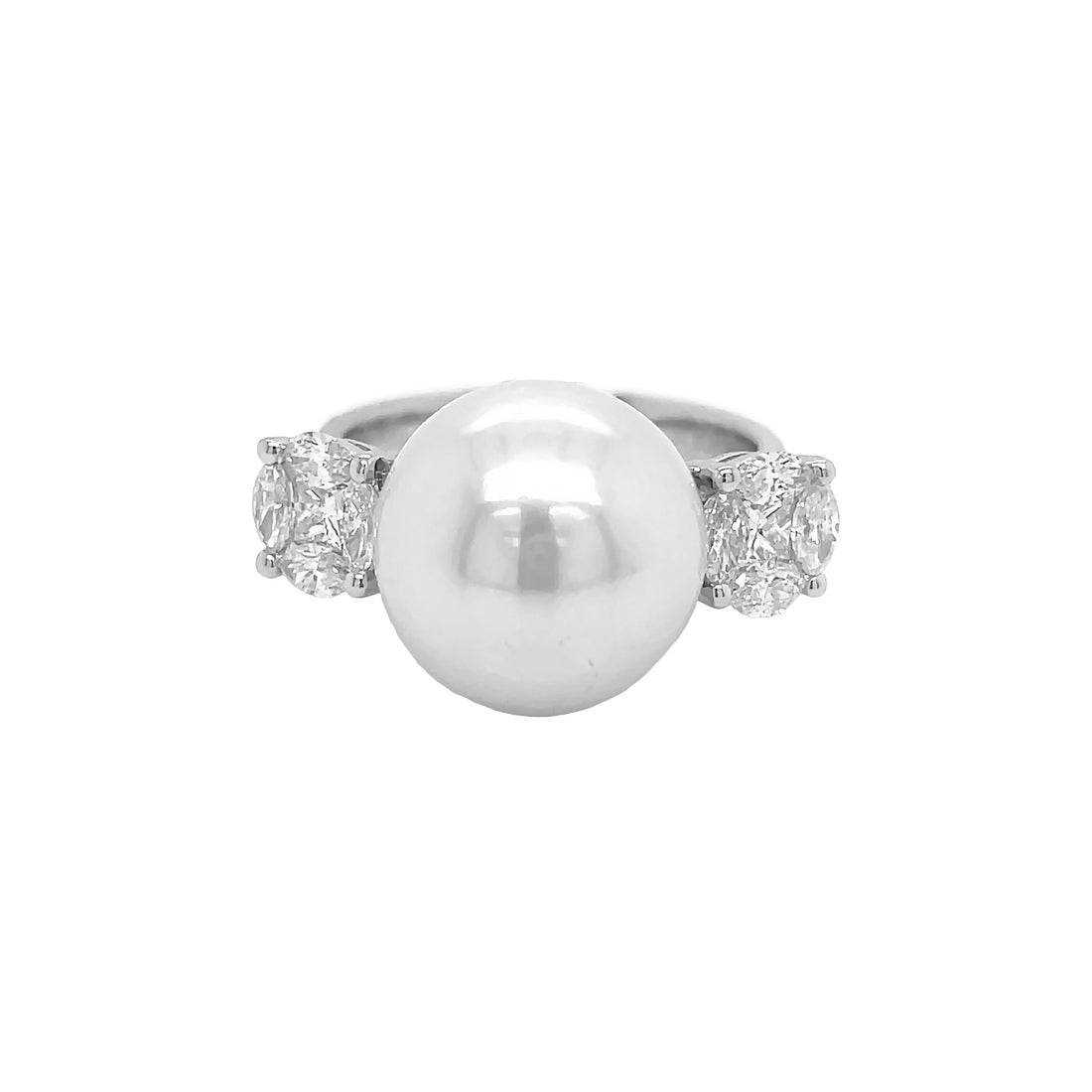 18kt White Gold Diamond and South Sea Pearl Ring