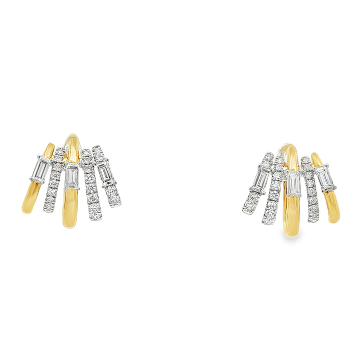 18kt Yellow And White Gold Diamond Earrings