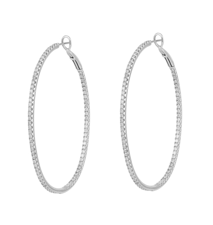 18Kt White Gold Diamond Hoops