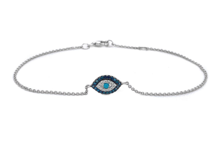 14kt white gold diamond and blue sapphire bracelet
