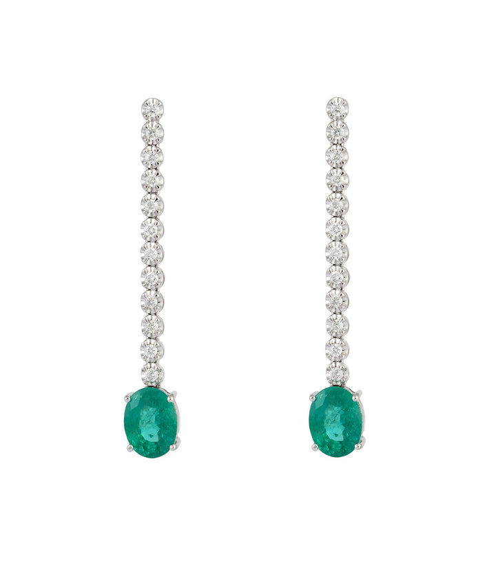 18kt White Gold Diamond and Emerald Earrings