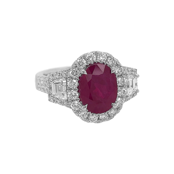18kt White Gold Diamond And Ruby Ring