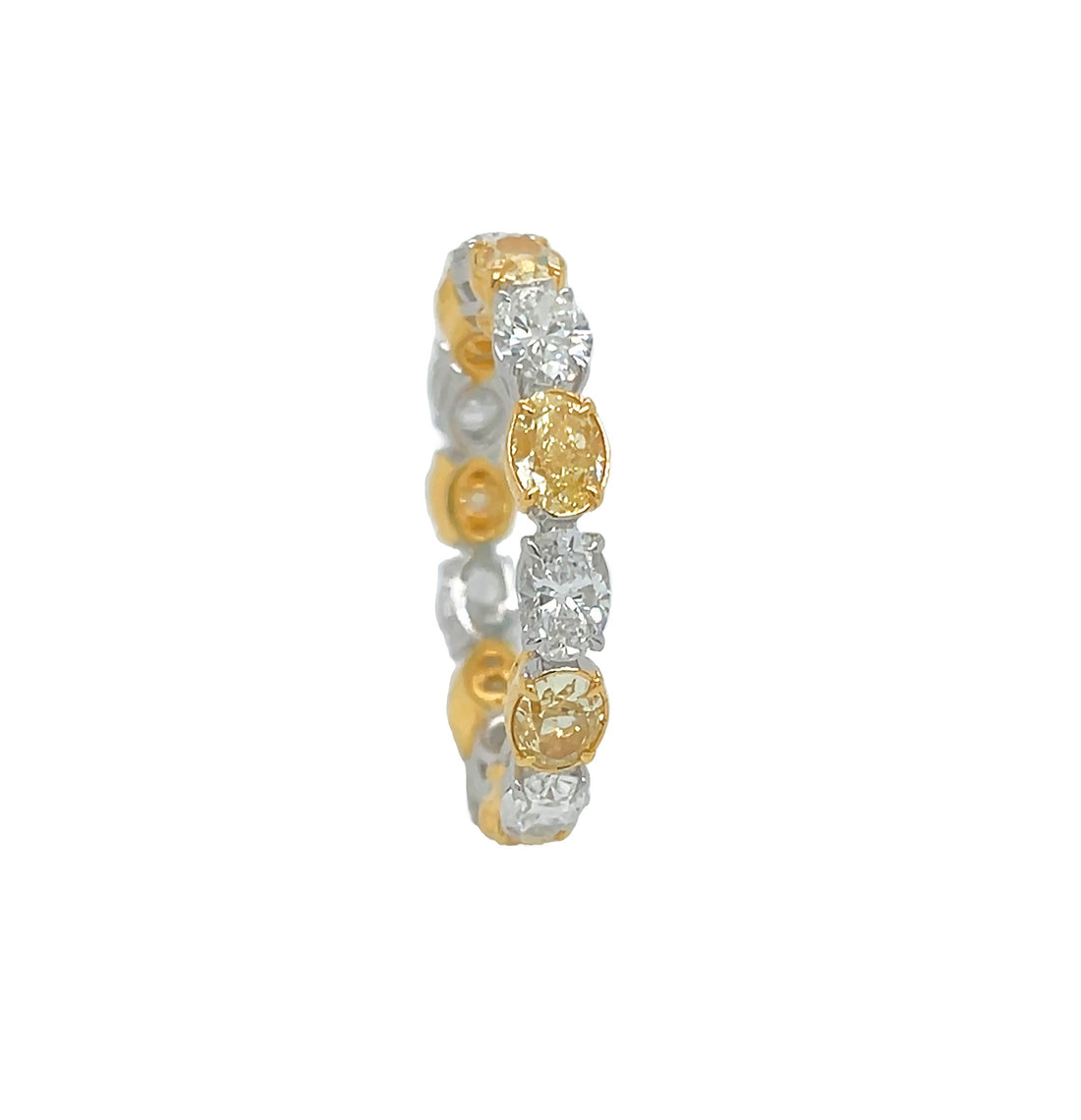 18kt Yellow and White Gold Diamond and Yellow Diamond Eternity Band
