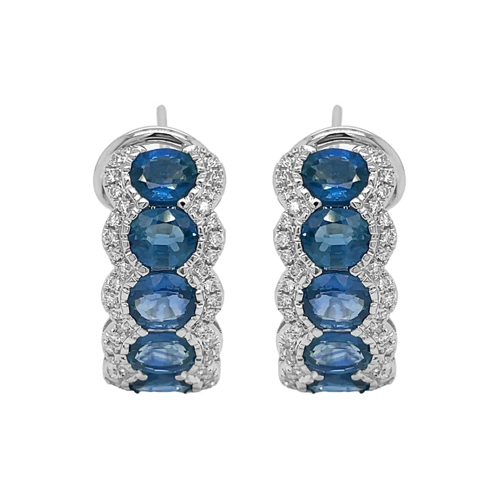 18kt White Gold Diamond and Blue Sapphire Earrings