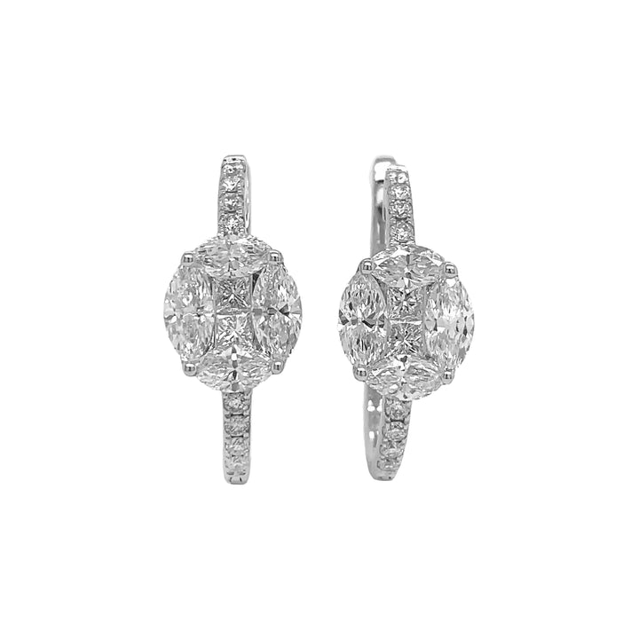 18kt White Gold Diamond Hoops