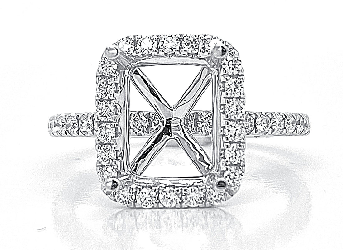 18kt White Gold Diamond Halo Semi Mount
