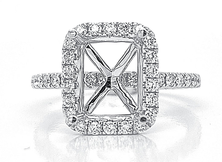 18kt White Gold Diamond Halo Semi Mount
