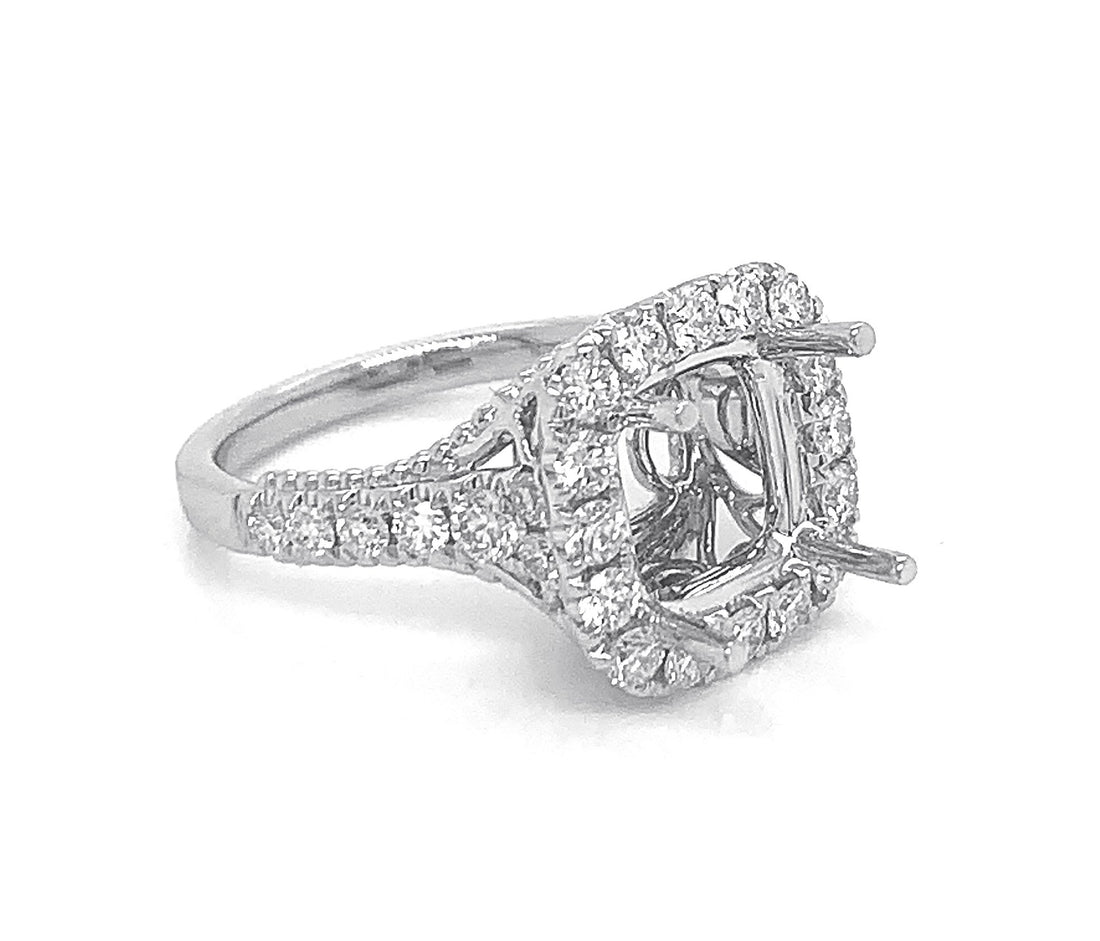 18kt White Gold Diamond Halo Semi Mount