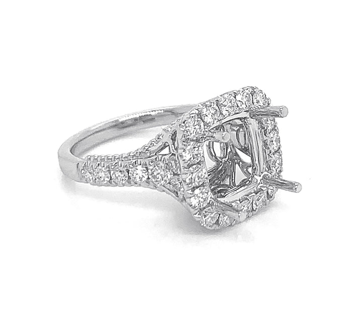 18kt White Gold Diamond Halo Semi Mount