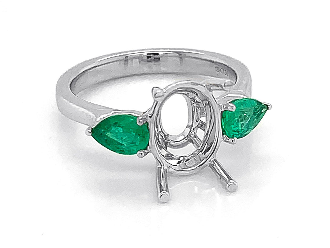18kt White Gold Emerald Semi Mount