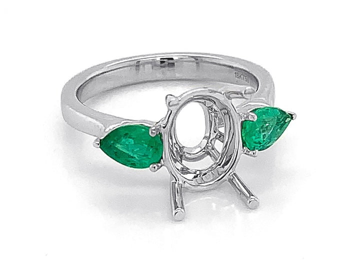18kt White Gold Emerald Semi Mount
