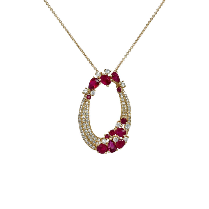 18kt Yellow Gold Diamond and Ruby Pendant