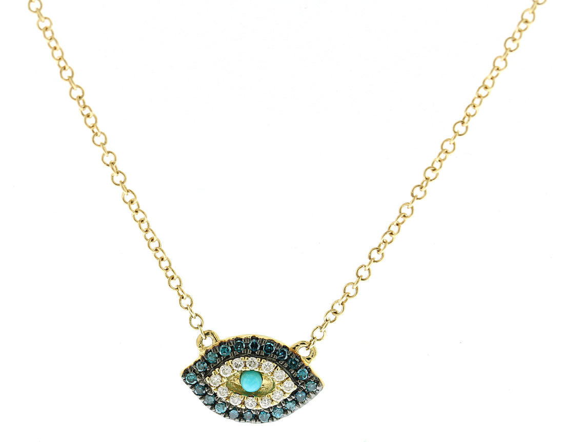 14kt Yellow Gold Diamond and Blue Sapphire Pendant