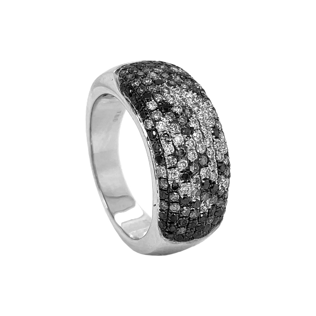 18kt White Gold Black, White and Champagne Diamond Band