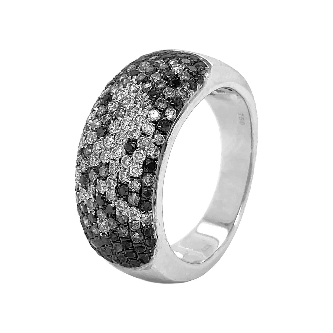 18kt White Gold Black, White and Champagne Diamond Band