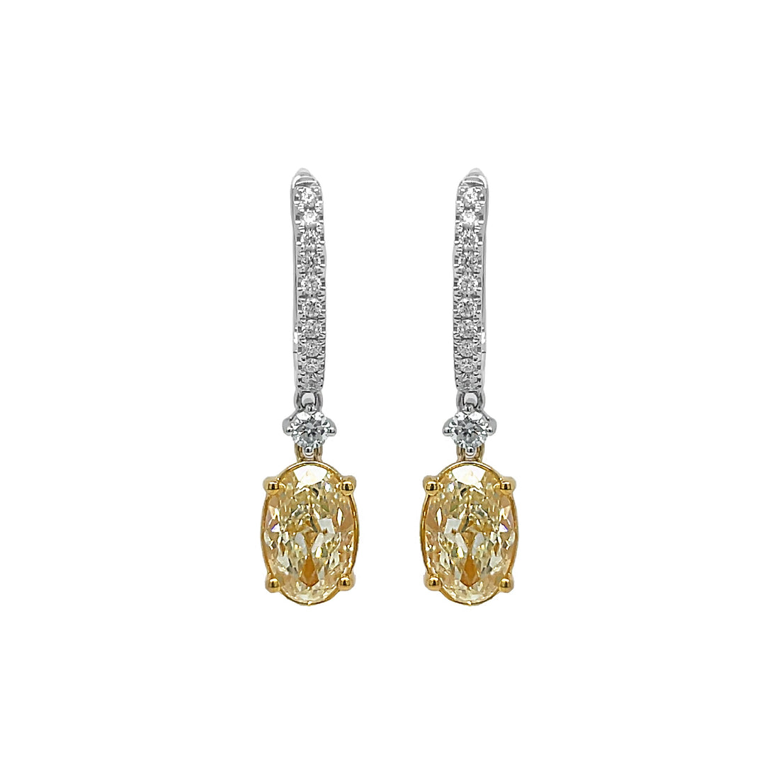 18kt White and Yellow Gold Yellow Diamond Dangling Earrings
