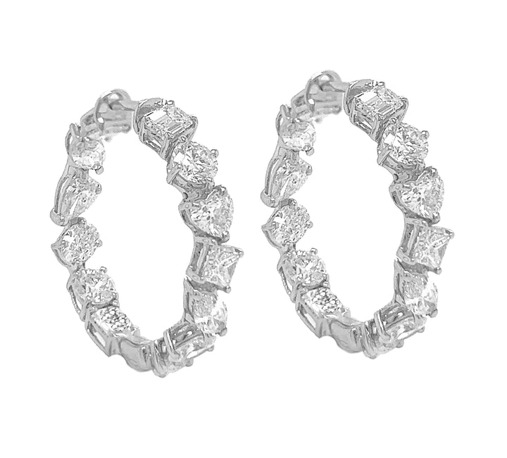 18kt White Gold Diamond Hoops