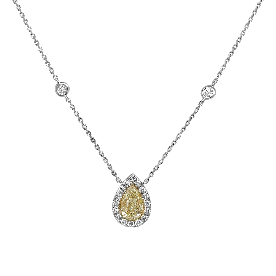 18kt White and Yellow Gold Diamond and Yellow Diamond Pendant