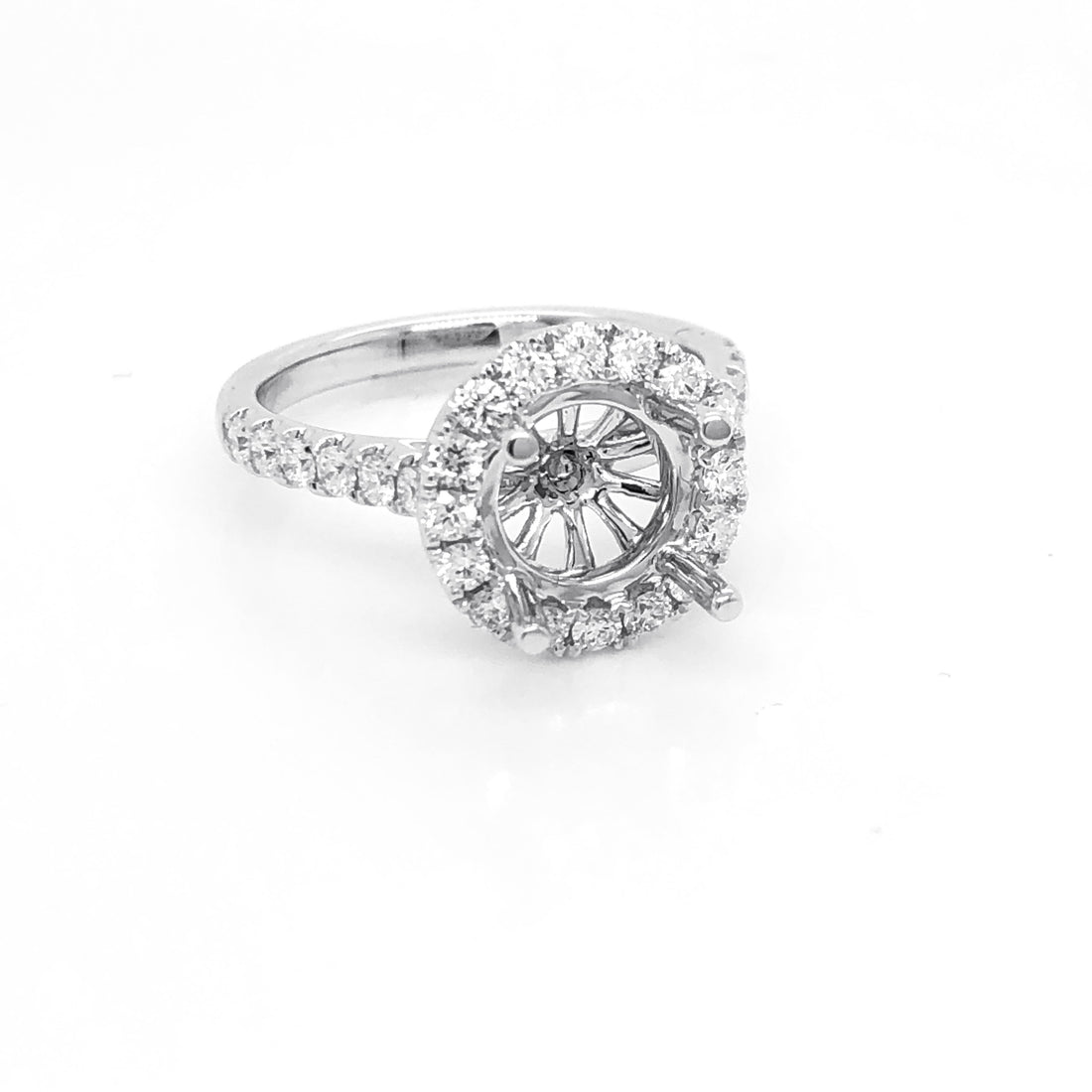 18kt White Gold Diamond Halo Semi Mount