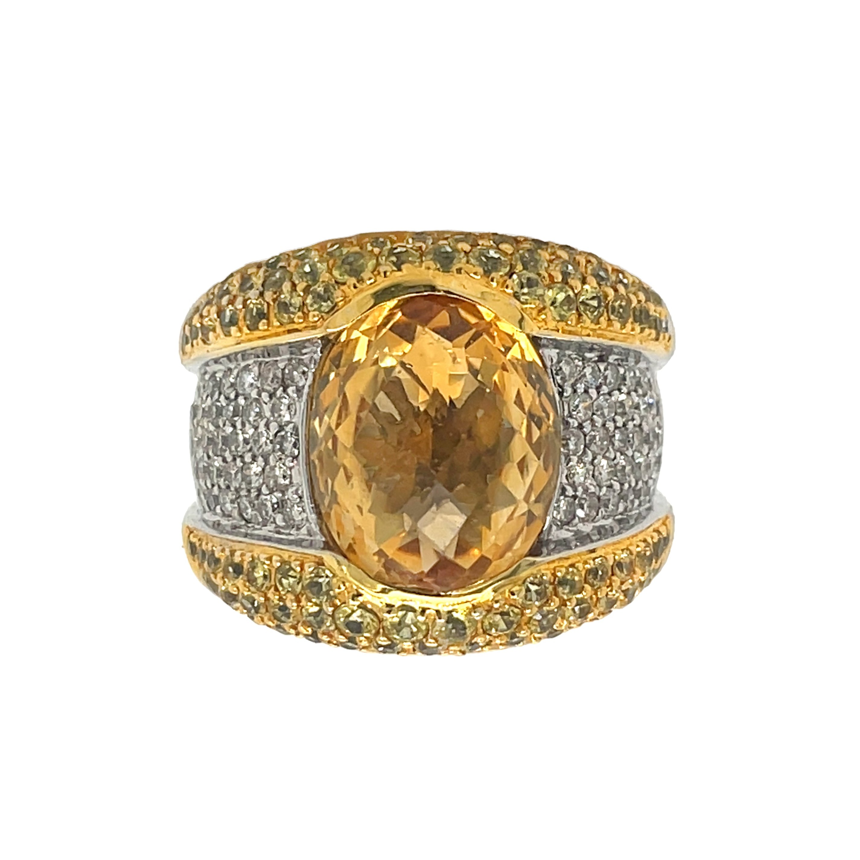 18kt White and Yellow Gold Diamond and Yellow Sapphire Ring