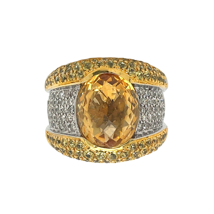 18kt White and Yellow Gold Diamond and Yellow Sapphire Ring