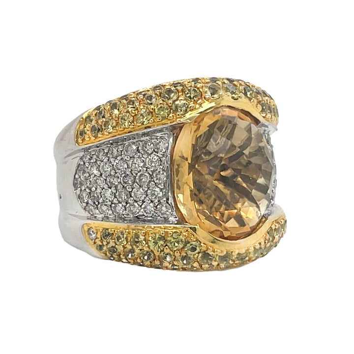 18kt White and Yellow Gold Diamond and Yellow Sapphire Ring