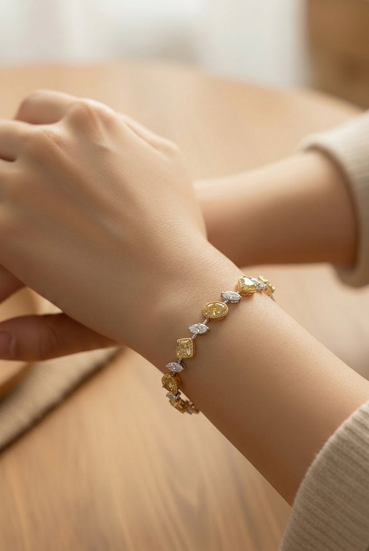 18kt White And Yellow Gold Diamond Tennis Bracelet