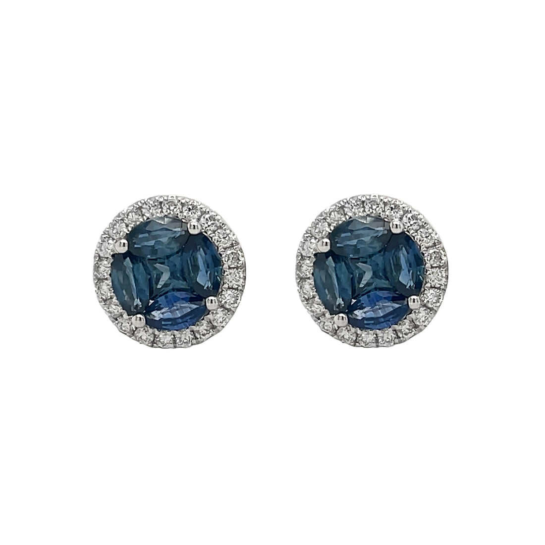 18kt White Gold Diamond and Blue Sapphire Earrings