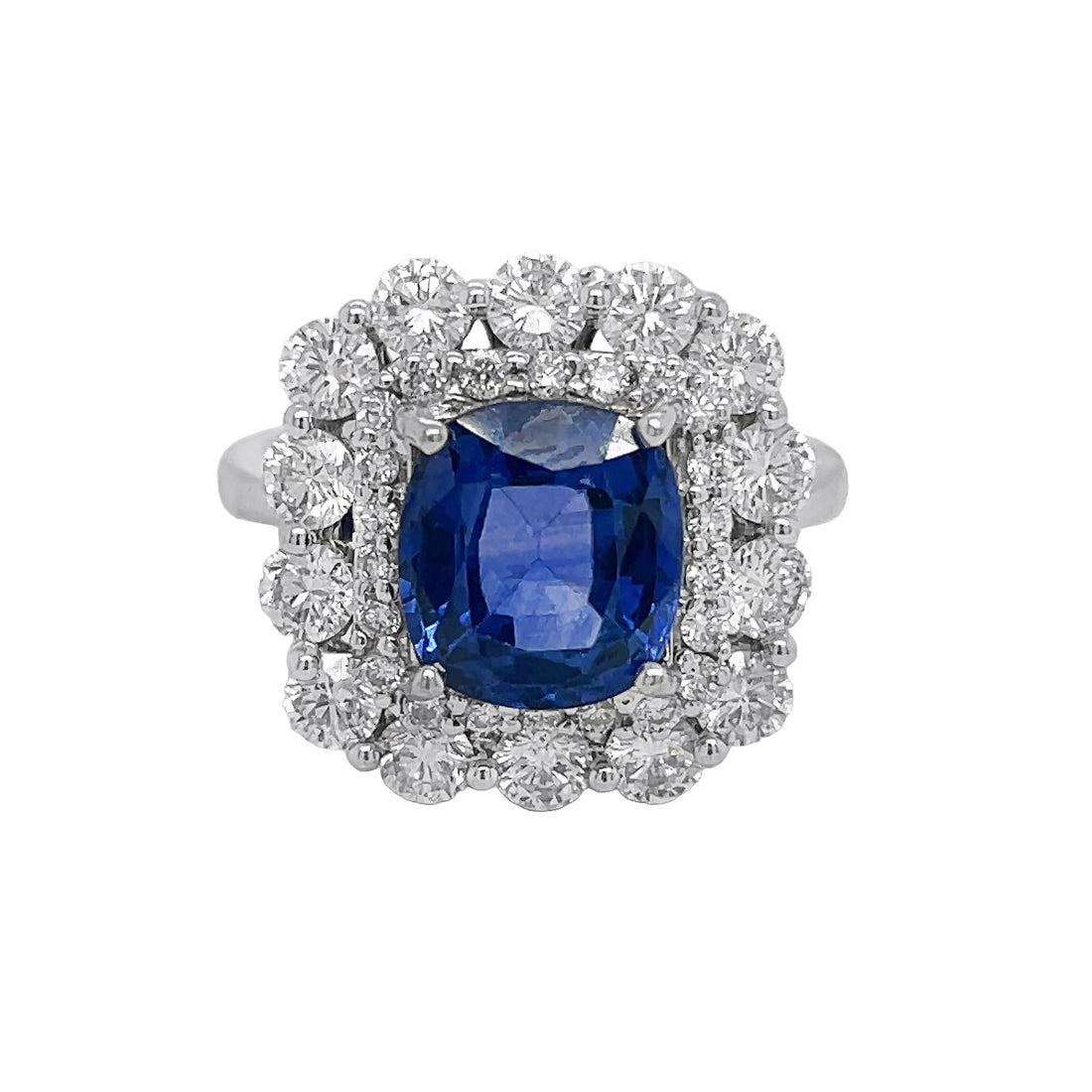 18kt White Gold Blue Sapphire and Diamond Ring