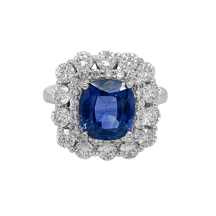 18kt White Gold Blue Sapphire and Diamond Ring