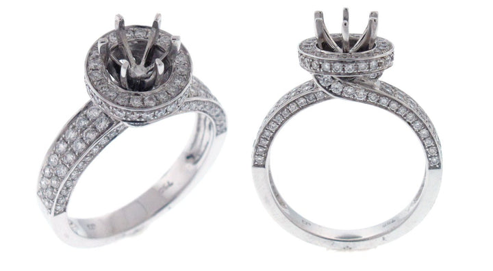 18kt White Gold Diamond Halo Semi Mount