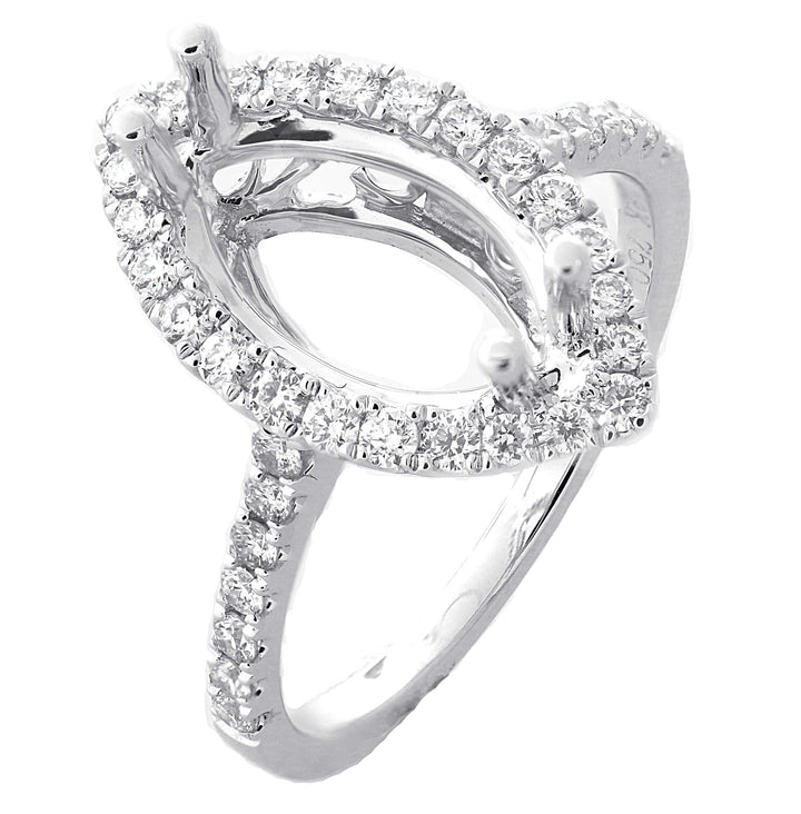 18kt White Gold Diamond Halo Semi Mount