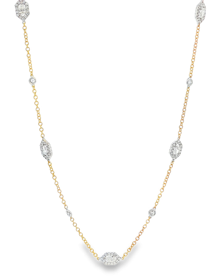 18kt Yellow And White Gold Diamonds-By-The-Inch Necklace