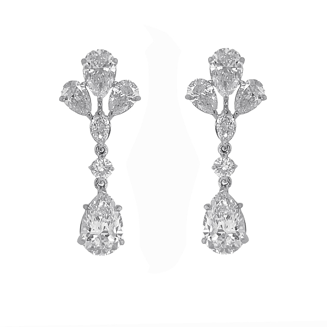 18kt White Gold Lab Diamond Dangling Earrings