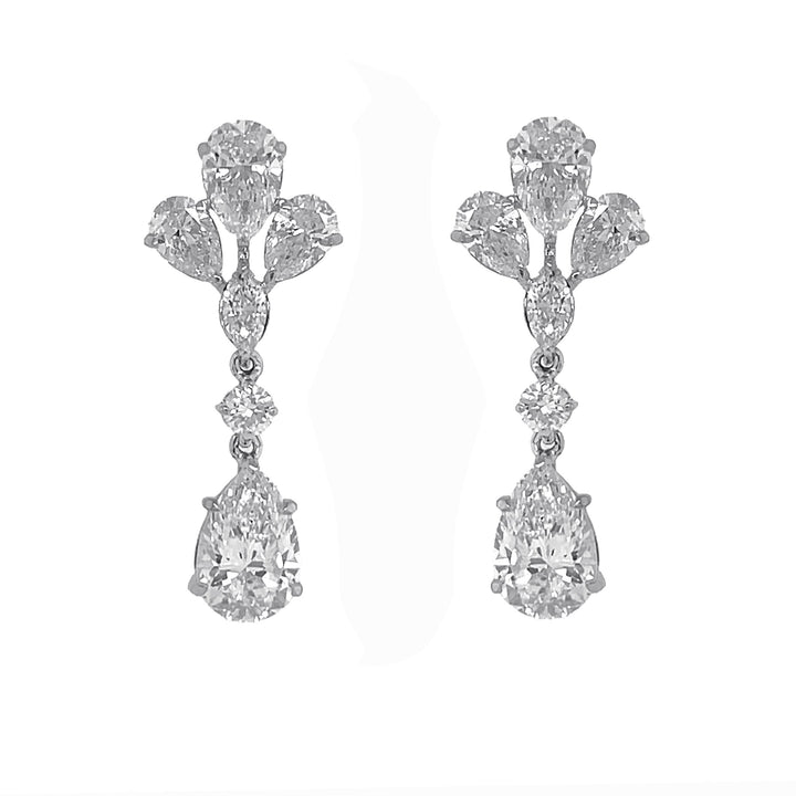 18kt White Gold Lab Diamond Dangling Earrings