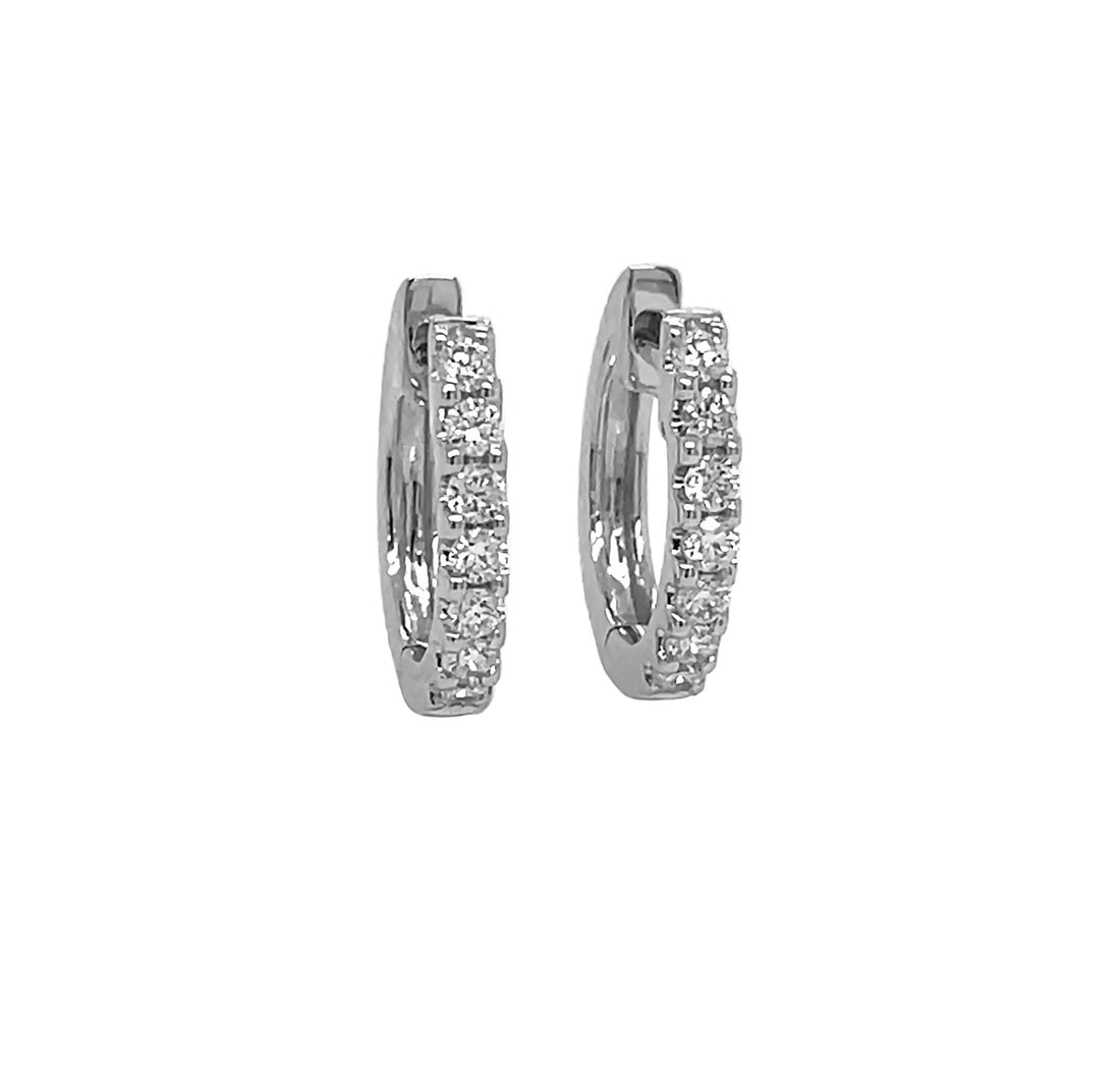 18kt White Gold Diamond Huggie Earrings