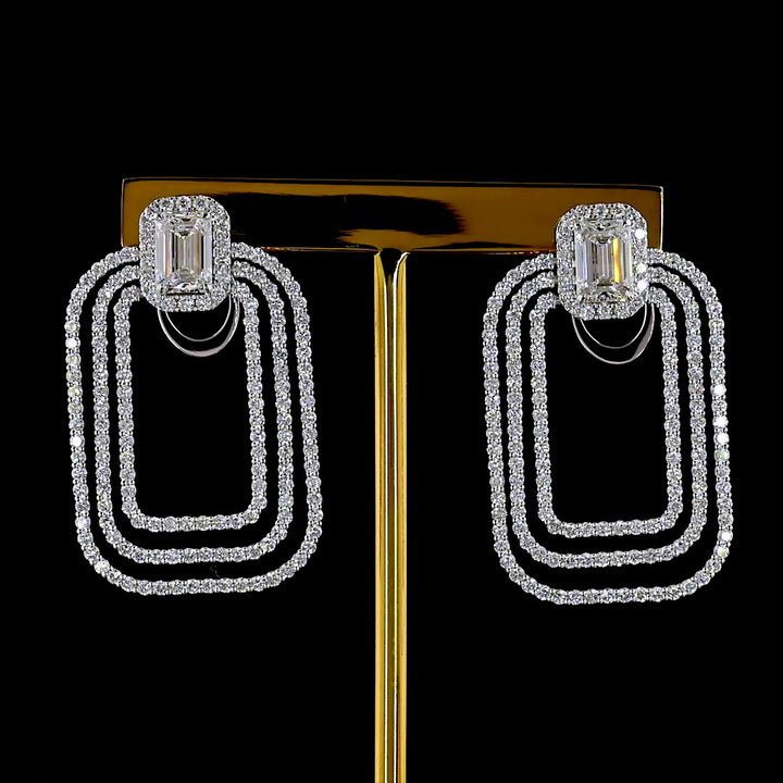 14kt White Gold Lab Diamond Dangling Earrings