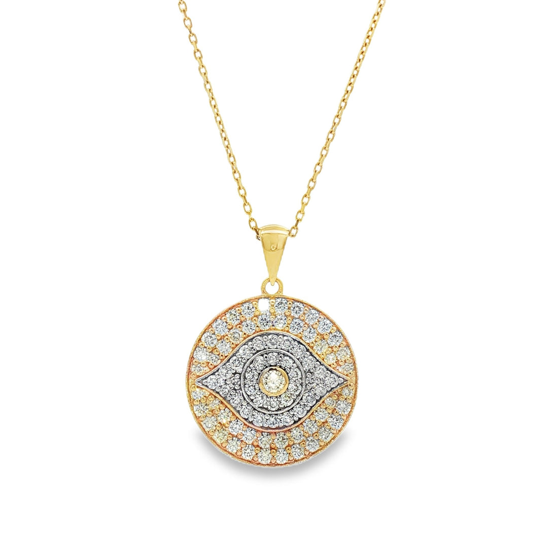 18kt Yellow Gold Diamond Evil Eye Pendant