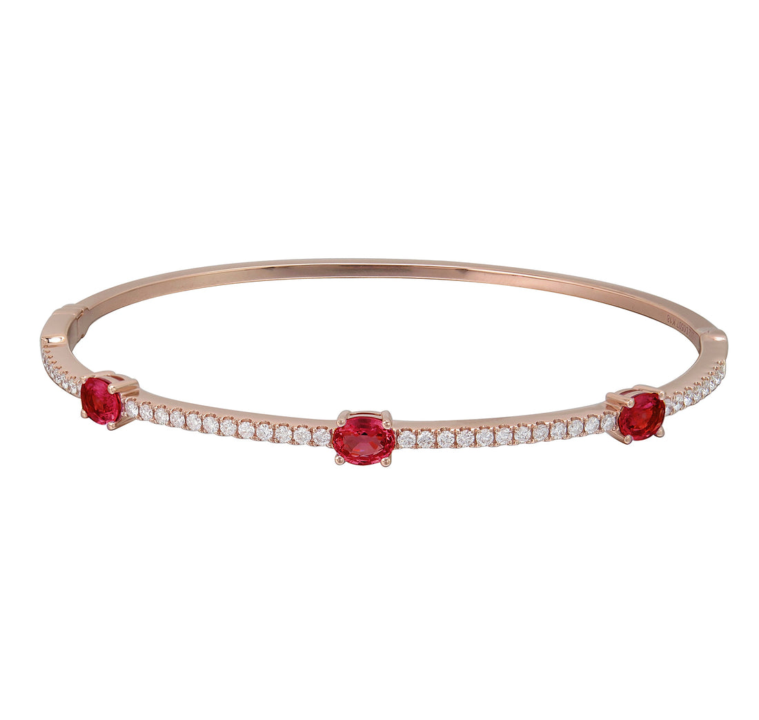 18kt Rose Gold Diamond and Ruby Bangle