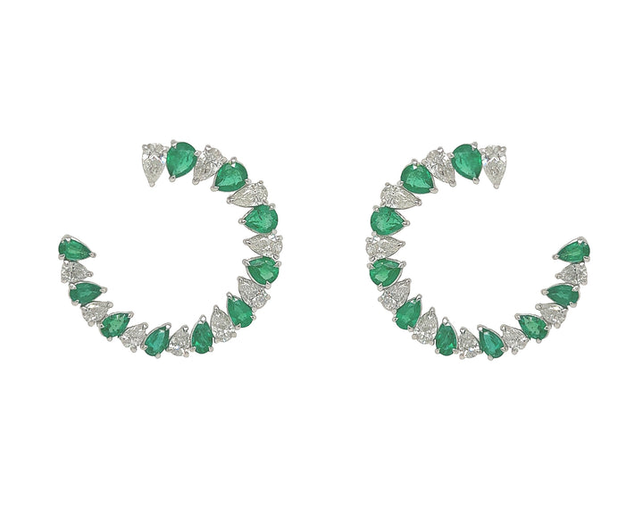 18kt White Gold Diamond and Emerald Earrings