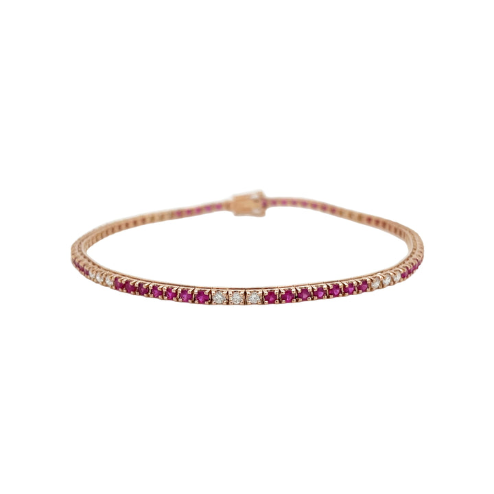 18kt Rose Gold Diamond and Ruby Tennis Bracelet