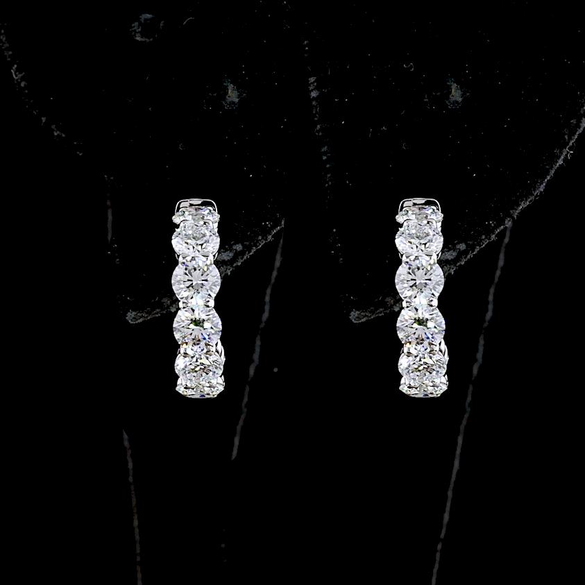 14kt White Gold Lab Diamond Hoops