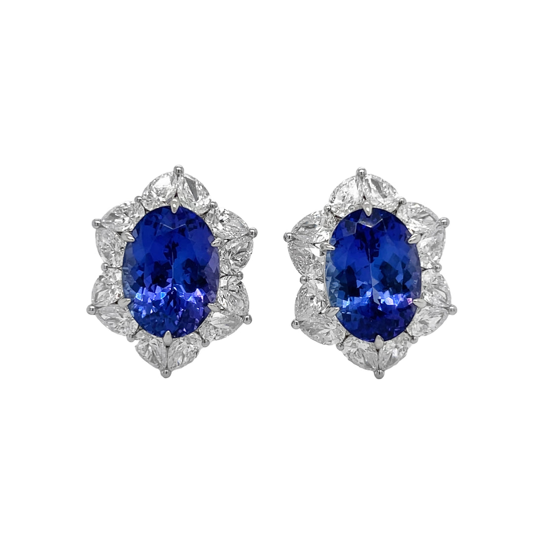 18kkt White Gold Diamond and Tanzanite Earrings