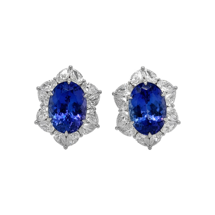 18kkt White Gold Diamond and Tanzanite Earrings